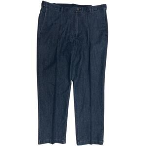 Haggar Denim Pants 40x32 Blue Pleated Classic Premium Stretch Adjustable Waist